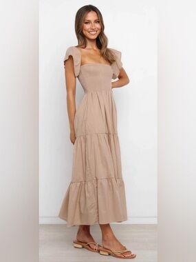 Petal & Pup Beige Dobson Midi Dress size 4